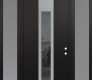 DIAMOND A1 64" X 96" BLACK/BLACK MIRRORED GLASS PANEL STAINLESS STEEL RHI WITH 2 SIDELITES AND TRANSOM FROSTED GLASS
