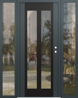 Diamond C14 68" x 80" anthracite/anthracite clear Glass Panel black LHI with 2 Sidelites clear Glass