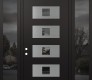 Modern Steel Front Door Diamond D8 68" x 96" black/black mirrored Glass Panel stainless steel RHI with 2 Sidelites and Transom mirrored Glass