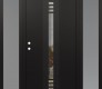 Modern Steel Front Door DIAMOND A5 64" X 80" BLACK/BLACK CLEAR GLASS PANEL BLACK RHI WITH 2 SIDELITES FROSTED GLASS