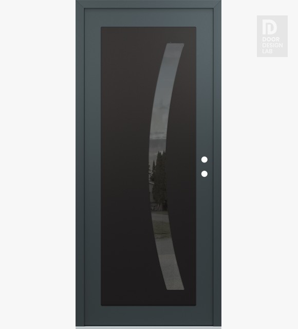 Modern Steel Front Door Diamond C4 36" x 80" anthracite/anthracite mirrored Glass Panel black LHI