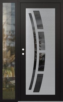 Diamond C12 52" x 80" black/black mirrored Glass Panel stainless steel RHI with Sidelite clear Glass