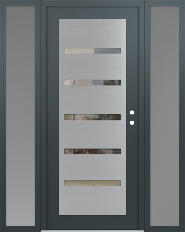 Diamond C7 60" x 80" anthracite/anthracite clear Glass Panel stainless steel LHI with 2 Sidelites frosted Glass