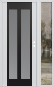 Diamond C14 52" x 80" white/white frosted Glass Panel black LHI with Sidelite clear Glass