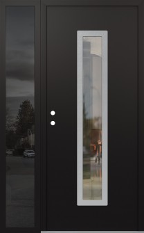 DIAMOND A11 52" X 80" BLACK/BLACK CLEAR GLASS PANEL STAINLESS STEEL RHI WITH SIDELITE MIRRORED GLASS