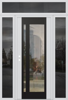 Diamond C15 68" x 96" white/white clear Glass Panel black RHI with 2 Sidelites and Transom mirrored Glass