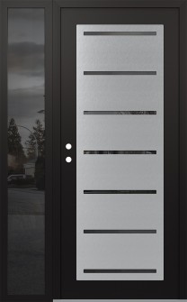 Diamond C11 48" x 80" black/black mirrored Glass Panel stainless steel RHI with Sidelite mirrored Glass