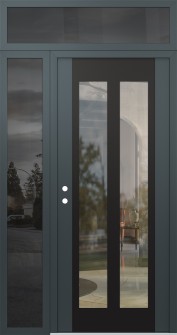 Diamond C14 48" x 96" anthracite/anthracite clear Glass Panel black RHI with Sidelite and Transom mirrored Glass