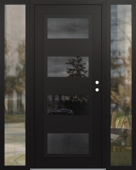 Diamond C2 60" x 80" black/black mirrored Glass Panel black LHI with 2 Sidelites clear Glass