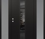 Modern Steel Front Door DIAMOND A9 60" X 80" BLACK/BLACK MIRRORED GLASS PANEL BLACK RHI WITH 2 SIDELITES FROSTED GLASS
