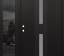 Modern Steel Front Door DIAMOND A6 50" X 80" BLACK/WHITE FROSTED GLASS PANEL BLACK RHI WITH SIDELITE MIRRORED GLASS