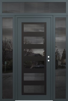 Diamond C9 64" x 96" anthracite/anthracite mirrored Glass Panel black LHI with 2 Sidelites and Transom mirrored Glass