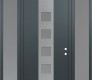 Modern Steel Front Door DIAMOND A13 68" X 96" ANTHRACITE/ANTHRACITE FROSTED GLASS PANEL STAINLESS STEEL LHI WITH 2 SIDELITES AND TRANSOM FROSTED GLASS