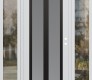 Modern Steel Front Door Diamond C14 68" x 80" white/white frosted Glass Panel black LHI with 2 Sidelites clear Glass