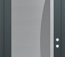 Modern Steel Front Door Diamond C13 36" x 96" anthracite/anthracite frosted Glass Panel stainless steel LHI with Transom mirrored Glass