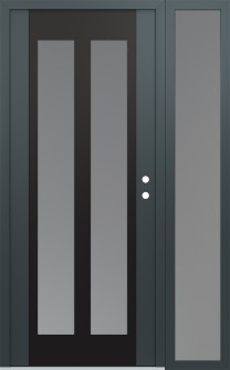Diamond C14 52" x 80" anthracite/anthracite frosted Glass Panel black LHI with Sidelite frosted Glass