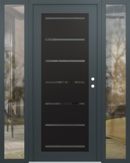 Diamond C11 68" x 80" anthracite/anthracite mirrored Glass Panel black LHI with 2 Sidelites clear Glass