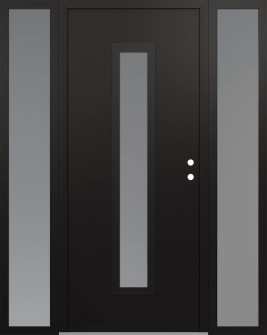 DIAMOND A11 64" X 80" BLACK/WHITE FROSTED GLASS PANEL BLACK LHI WITH 2 SIDELITES FROSTED GLASS