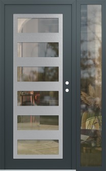 Diamond C9 50" x 80" anthracite/anthracite clear Glass Panel stainless steel LHI with Sidelite clear Glass