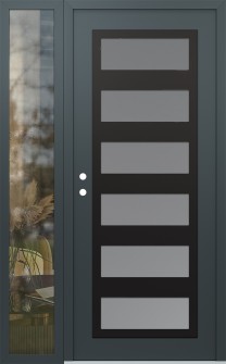 Diamond C9 52" x 80" anthracite/anthracite frosted Glass Panel black RHI with Sidelite clear Glass