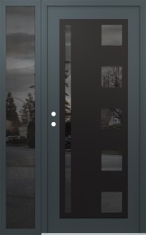 Diamond C3 52" x 80" anthracite/anthracite mirrored Glass Panel black RHI with Sidelite mirrored Glass