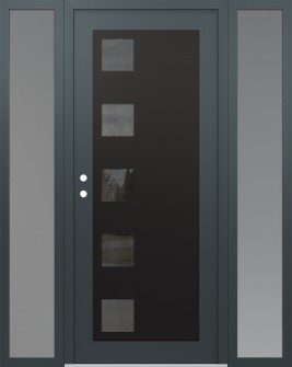 Diamond C5 68" x 80" anthracite/anthracite mirrored Glass Panel black RHI with 2 Sidelites frosted Glass