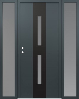 DIAMOND A6 64" X 80" ANTHRACITE/ANTHRACITE FROSTED GLASS PANEL BLACK RHI WITH 2 SIDELITES FROSTED GLASS