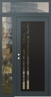 Diamond C6 52" x 96" anthracite/anthracite clear Glass Panel black RHI with Sidelite and Transom clear Glass