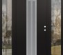 Modern Steel Front Door DIAMOND A8 60" X 80" BLACK/WHITE FROSTED GLASS PANEL STAINLESS STEEL LHI WITH 2 SIDELITES CLEAR GLASS