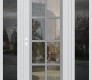 Modern Steel Front Door Diamond C16 60" x 80" white/white clear Glass Panel stainless steel RHI with 2 Sidelites mirrored Glass