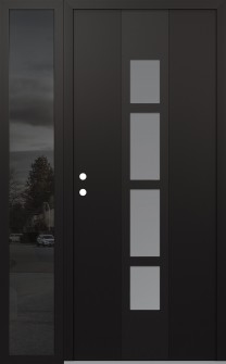 DIAMOND A10 50" X 80" BLACK/WHITE FROSTED GLASS PANEL BLACK RHI WITH SIDELITE MIRRORED GLASS