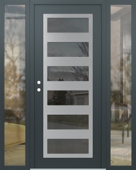 Diamond C9 68" x 80" anthracite/anthracite mirrored Glass Panel stainless steel RHI with 2 Sidelites clear Glass