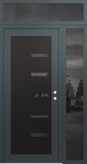 Diamond C8 48" x 96" anthracite/anthracite mirrored Glass Panel black LHI with Sidelite and Transom mirrored Glass