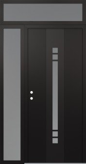 DIAMOND A4 48" X 96" BLACK/WHITE FROSTED GLASS PANEL BLACK RHI WITH SIDELITE AND TRANSOM FROSTED GLASS