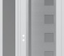 Modern Steel Front Door Diamond C3 50" x 96" white/white frosted Glass Panel stainless steel RHI with Sidelite and Transom frosted Glass