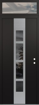 DIAMOND A10 36" X 96" BLACK/BLACK MIRRORED GLASS PANEL STAINLESS STEEL LHI WITH TRANSOM CLEAR GLASS