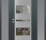 Modern Steel Front Door Diamond C10 60" x 80" anthracite/anthracite clear Glass Panel stainless steel RHI with 2 Sidelites frosted Glass
