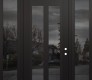Modern Steel Front Door Diamond C14 68" x 96" black/black mirrored Glass Panel black LHI with 2 Sidelites and Transom mirrored Glass