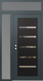 Diamond C7 50" x 96" anthracite/anthracite clear Glass Panel black RHI with Sidelite and Transom frosted Glass