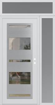Diamond C10 52" x 96" white/white clear Glass Panel stainless steel LHI with Sidelite and Transom frosted Glass