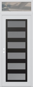 Diamond C9 36" x 96" white/white frosted Glass Panel black RHI with Transom clear Glass