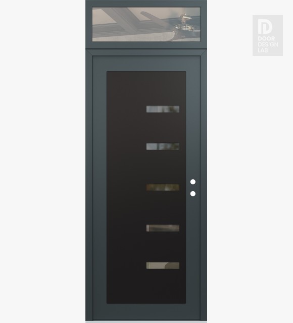 Modern Steel Front Door Diamond C8 36" x 96" anthracite/anthracite clear Glass Panel black LHI with Transom clear Glass