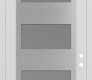 Modern Steel Front Door Diamond C2 36" x 96" white/white frosted Glass Panel stainless steel LHI with Transom frosted Glass