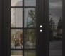 Modern Steel Front Door Diamond C16 48" x 80" black/black clear Glass Panel black LHI with Sidelite mirrored Glass