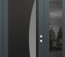 Modern Steel Front Door Diamond C13 50" x 96" anthracite/anthracite frosted Glass Panel black LHI with Sidelite and Transom mirrored Glass