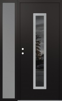 DIAMOND A11 50" X 80" BLACK/BLACK MIRRORED GLASS PANEL STAINLESS STEEL RHI WITH SIDELITE FROSTED GLASS