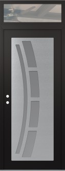 Diamond C12 36" x 96" black/white frosted Glass Panel stainless steel RHI with Transom clear Glass