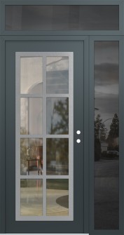 Diamond C16 48" x 96" anthracite/anthracite clear Glass Panel stainless steel LHI with Sidelite and Transom mirrored Glass