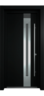 MODERN FRONT STEEL DOOR ZEPHYR BLACK/WHITE 37 7/16" X 81 11/16" LHI + HARDWARE