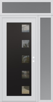 Diamond C5 48" x 96" white/white clear Glass Panel black LHI with Sidelite and Transom frosted Glass